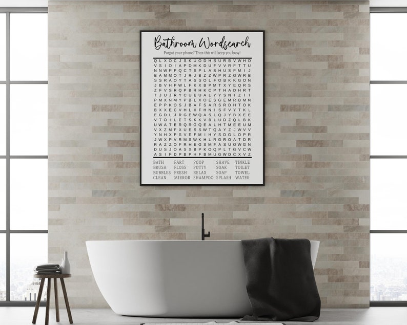 Funny Bathroom Print Bathroom Wordsearch Printable Wall Etsy