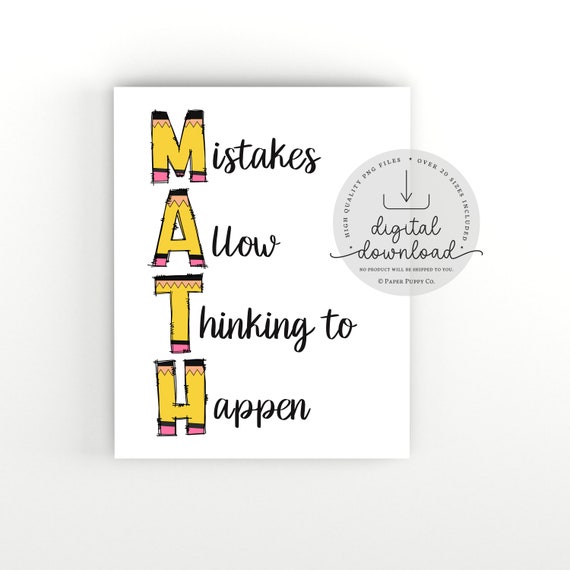MATH Classroom Poster | Digital Download | Math Classroom Decor | Printable | Teacher Class Decor | Math Classroom | Growth Mindset Print |