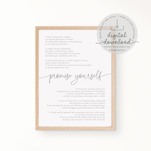 Promise Yourself Christian D. Larson, Everyday Reminder, Wall Decor Art, Inspirational Print, Be Strong Quote Print, Quotes from Books