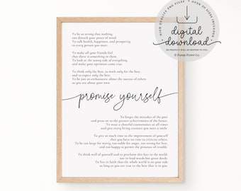 Promise Yourself Christian D. Larson, Everyday Reminder, Wall Decor Art, Inspirational Print, Be Strong Quote Print, Quotes from Books