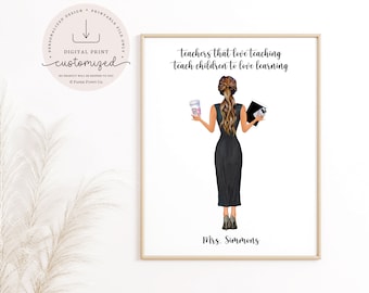 Personalized Teacher Print | Teacher Portrait | Teacher Appreciation | Classroom Decor | Teacher Gift | Digital Download