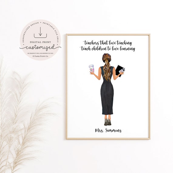Personalized Teacher Print | Teacher Portrait | Teacher Appreciation | Classroom Decor | Teacher Gift | Digital Download