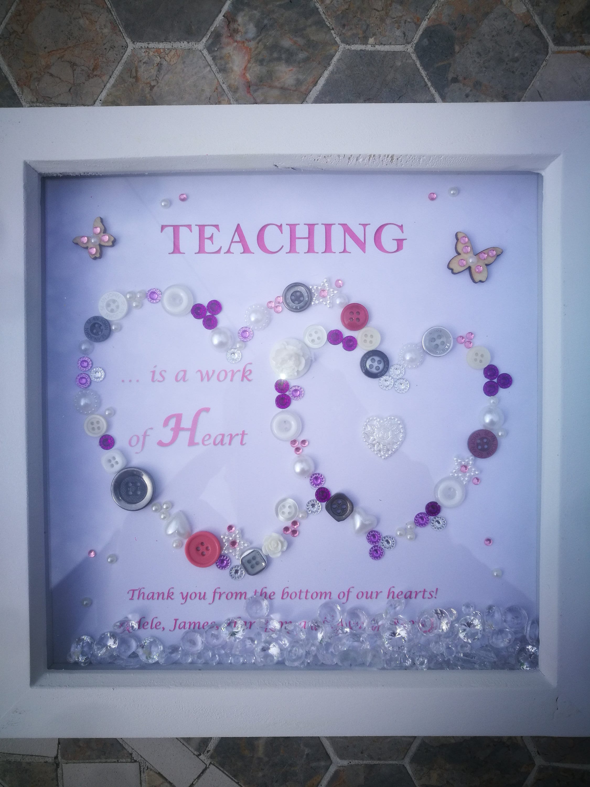 Teacher Gift Handmade Art Frame teaching is a Work of Heart Etsy
