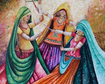 Garba/Dhandia V--- Handmade Oil Painting