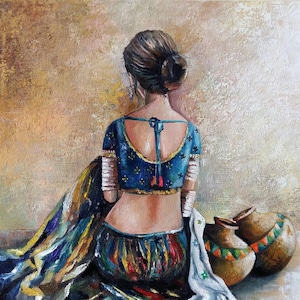 South Asian Woman V --- Handmade Oil Painting
