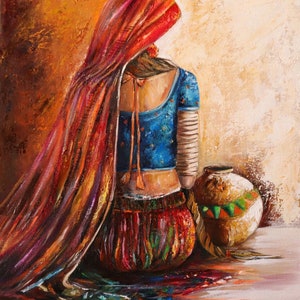 South Asian Woman II --- Handmade Oil Painting