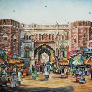 Mughal Gate -- Handmade Oil Paintings ---Pakistani/Indian Art