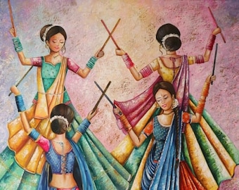 Garba/Dhandia II--- Handmade Oil Painting