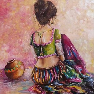 South Asian Woman VII --- Handmade Oil Painting