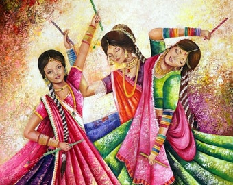 Garba/Dhandia IV--- Handmade Oil Painting