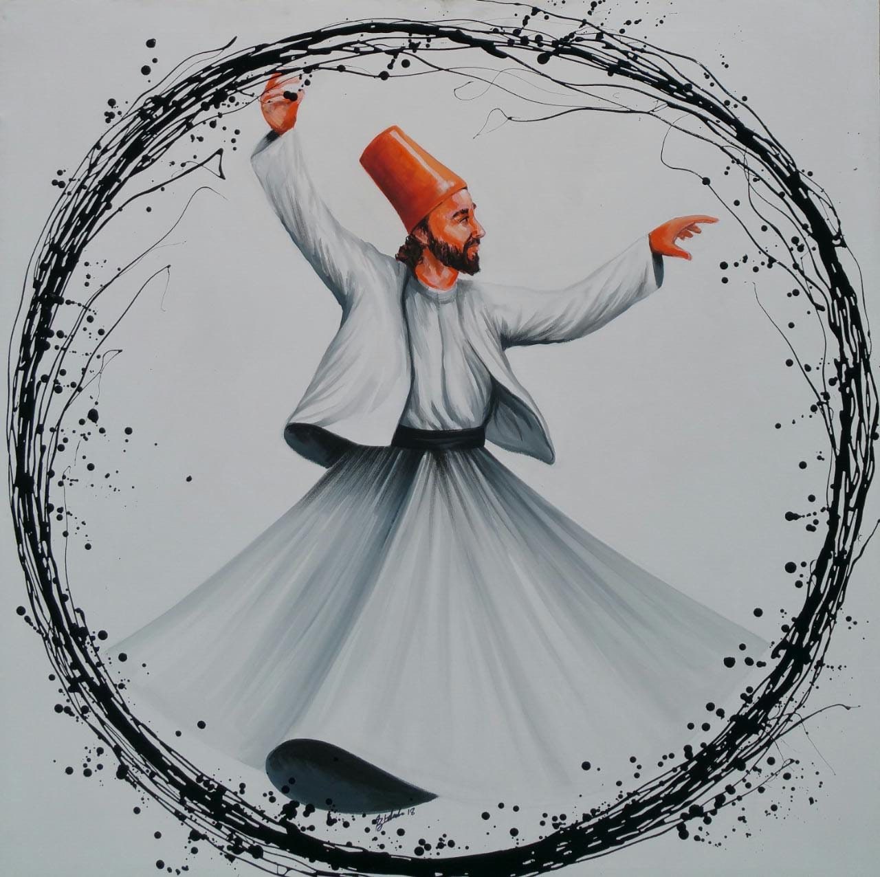 Rumi Painting Whirling Dervish Original Islamic Art S vrogue.co