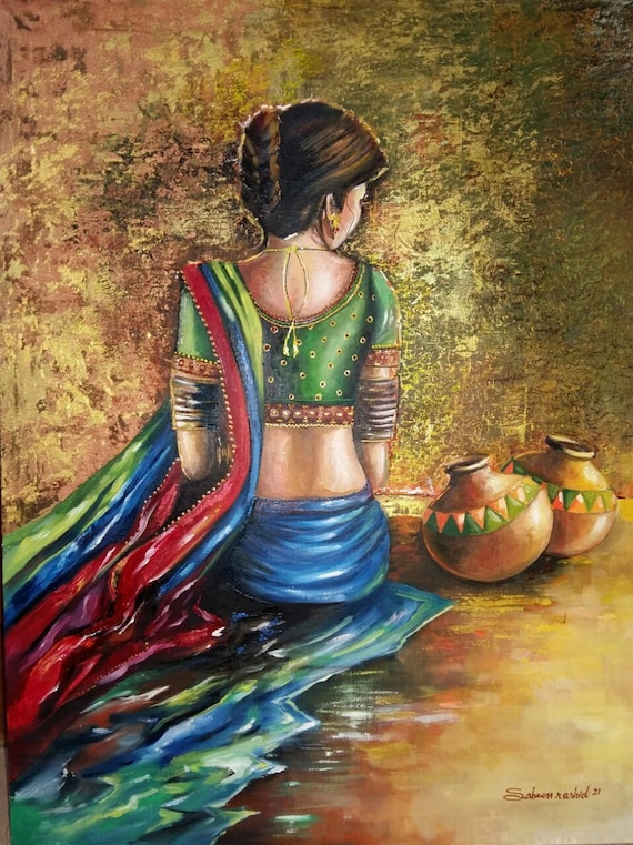 Buy South Asian Woman VIII Handmade Oil Painting Online in India
