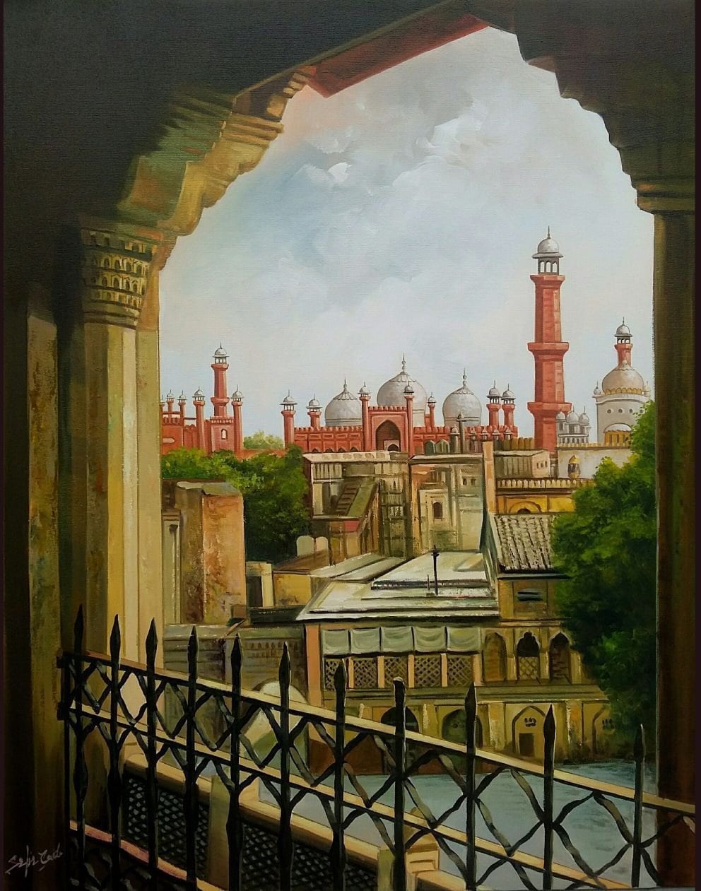 Badshahi Masjid Handmade Oil Painting pakistani/indian Etsy