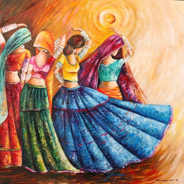 Swirling Colors: South Asia II --- Handmade Oil Painting