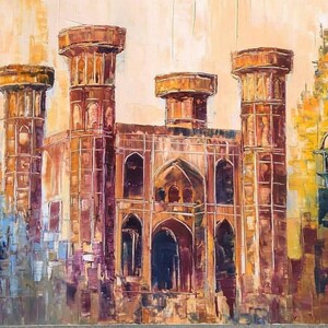 Chauburji (Four Gates) --- South Asian Oil Painting