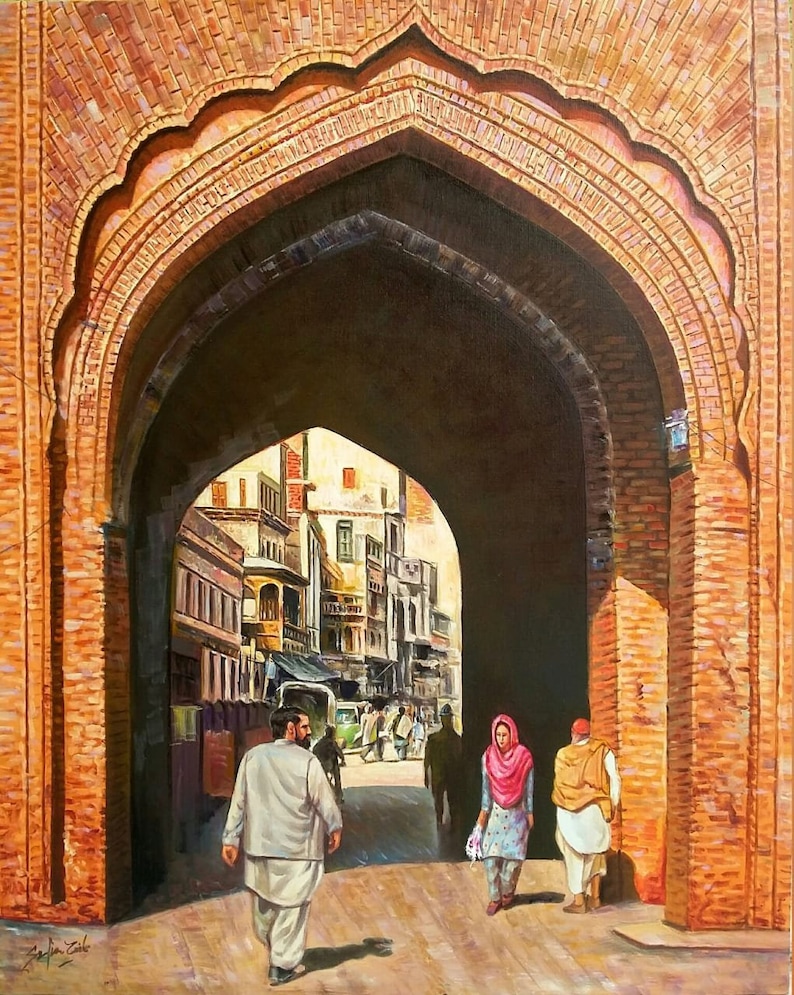 Delhi Gate Handmade Oil Paintings pakistani/indian Art Etsy