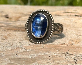 Handmade Art Deco Sterling Silver Kyanite Ring US size 8