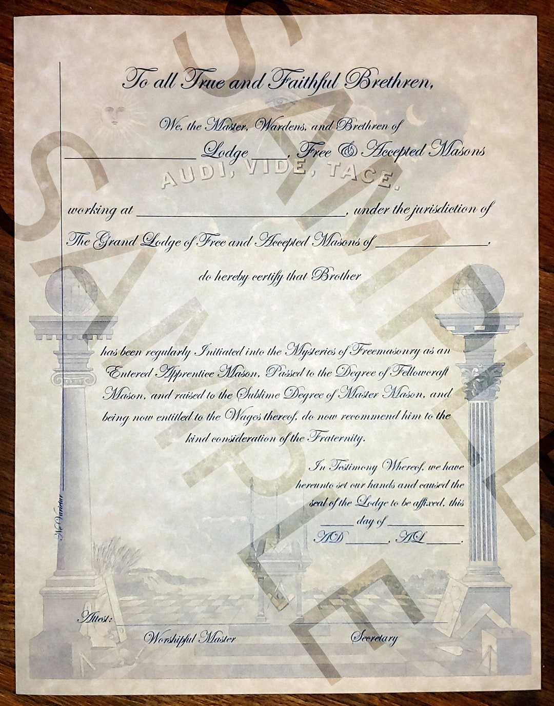 Masonic Membership Certificate Secretary's Special Bulk Orders Etsy