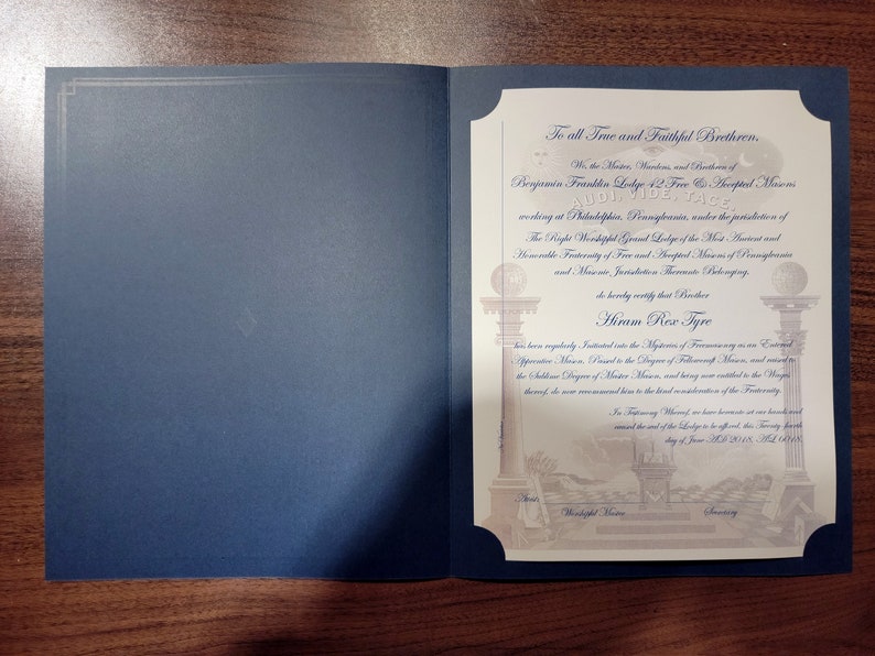 Custom Masonic Membership Certificate Etsy