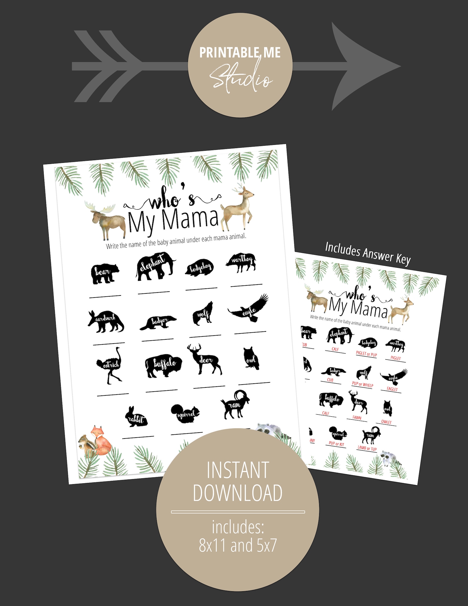Woodland Animals Theme Baby Shower Game Printable Baby Shower | Etsy