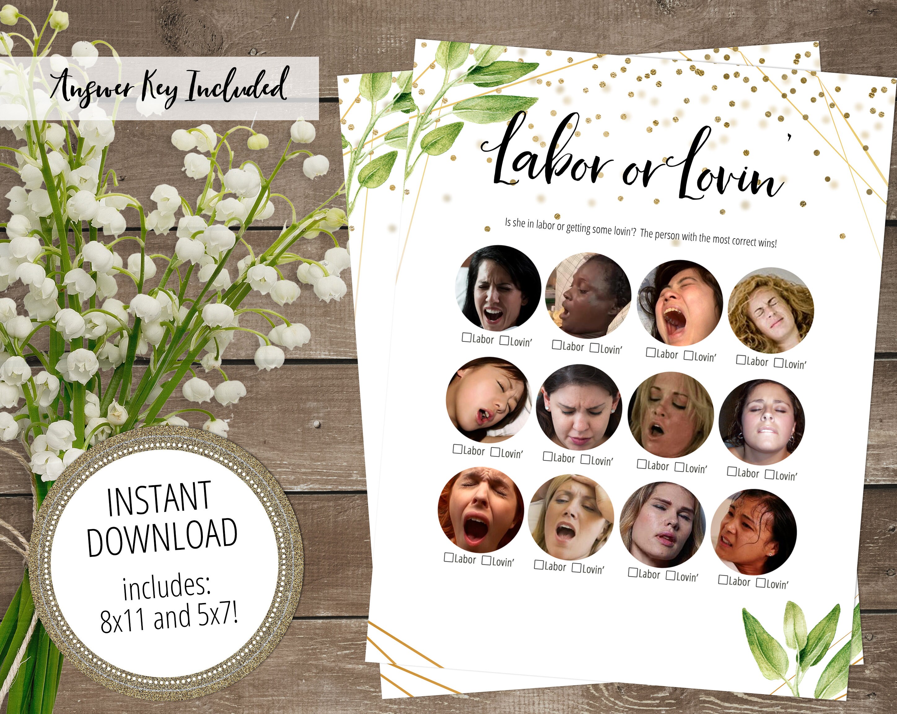 Love Or Labor Baby Shower Game Printable