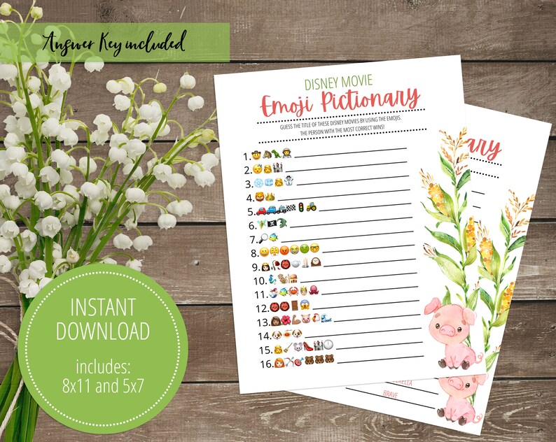 Disney Movie Emoji Pictionary INSTANT DOWNLOAD Printable or | Etsy