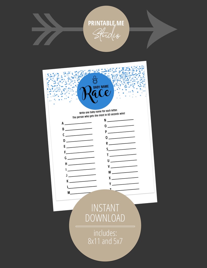 Instant Download Baby Shower Game Baby Name Race Printable Etsy Instant Download Baby Shower Game Baby Name Race Printable Etsy