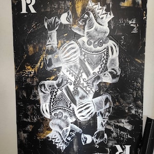 Peinture carte de jeu roi 130x97cm