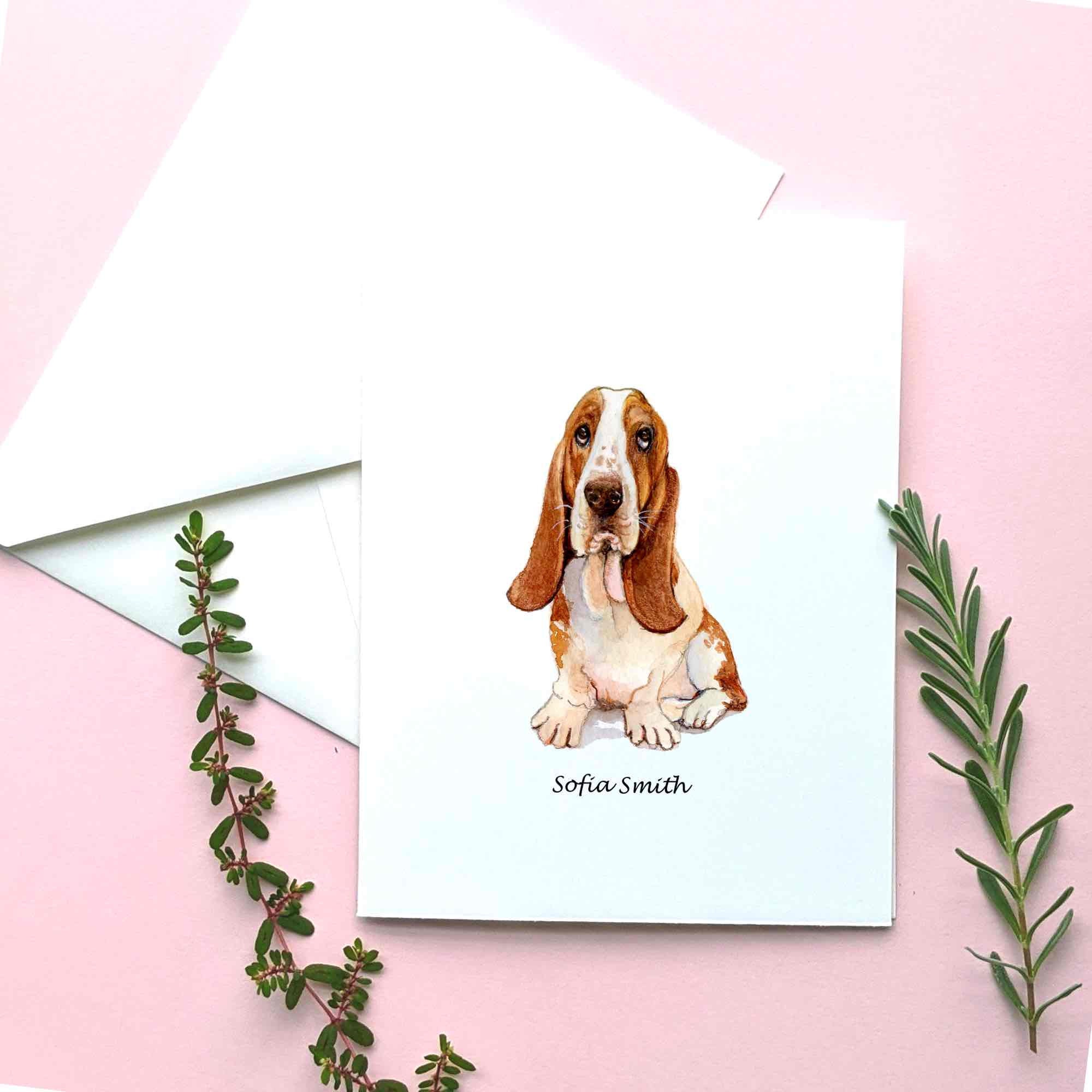 Personalized Basset Hound note card dog stationary pet note Etsy