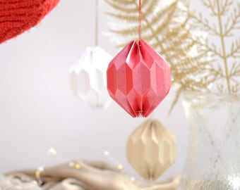 Origami Christmas Ornament - Luxury Unique Geometric Origami Christmas Tree Ball for Christmas, New Year, Event, Celebration, Party- Pomme