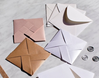 Cream Mix Origami Cards with Inserts and Envelopes - Handmade Luxury Origami Card - Fouette Design - 3-pack assorted colours