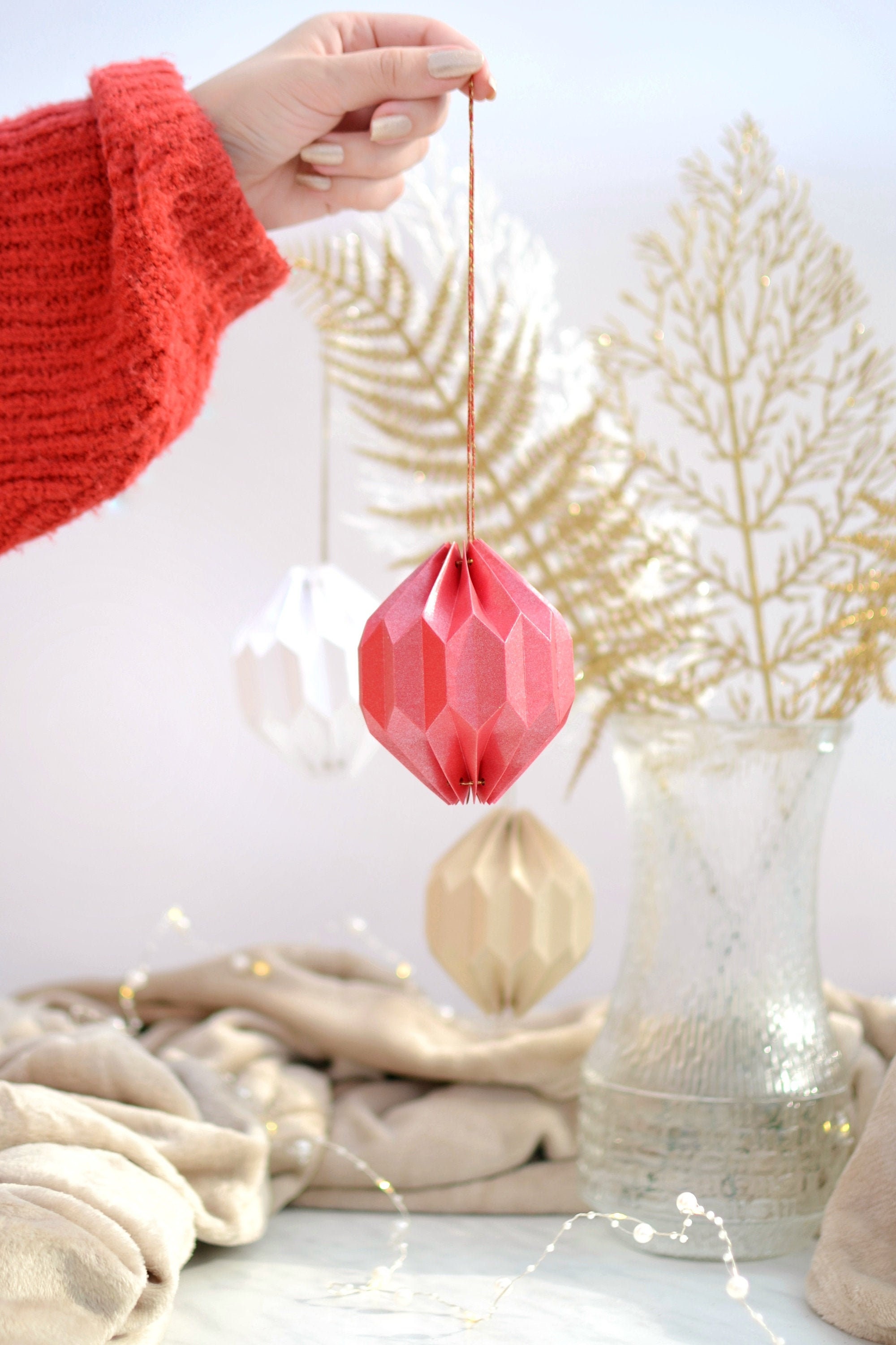 Origami Christmas Ornament - Luxe Unique Geometric Origami Tree Ball For Christmas, Nouvel An, Événe