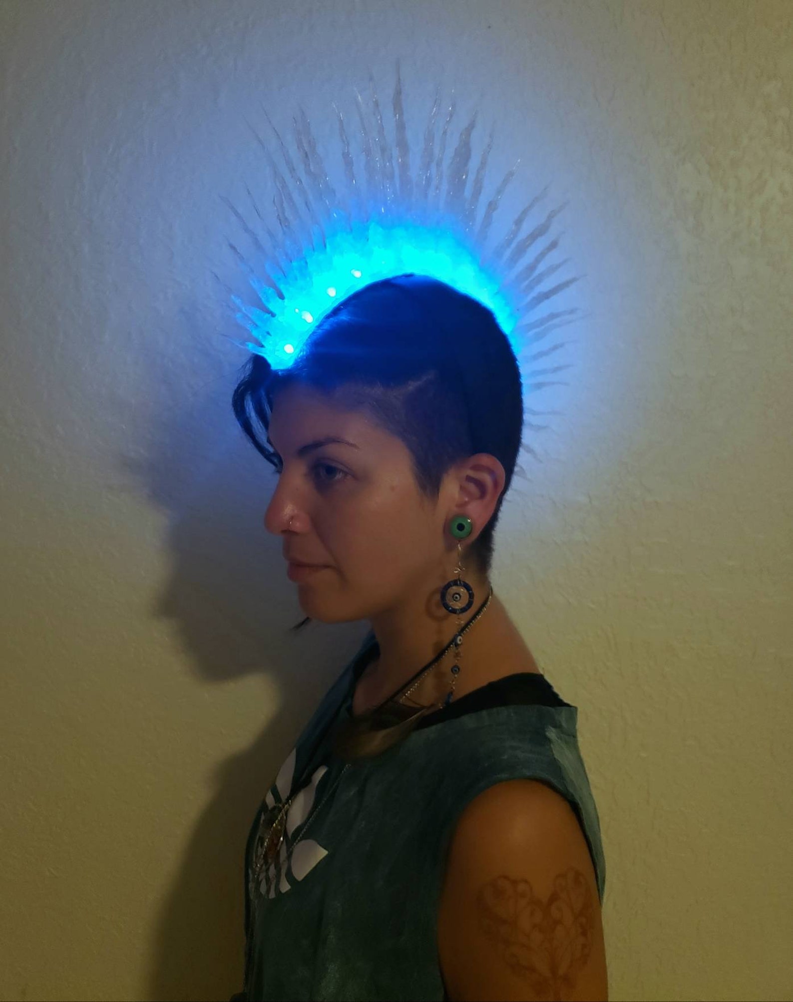 RECHARGEABLE LED MOHAWK Led Headpiece Rave Accesories Festival Fashion ...