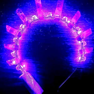 Amethyst light up crown festival fashion tiara led headpiece natural stone and clear faceted glass beads headband semi precious stone halo image 1
