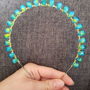 Handmade Aqua drops headband festival fashion headpiece wedding birthdays hairpiece rave hair accesories bohemian trendy now