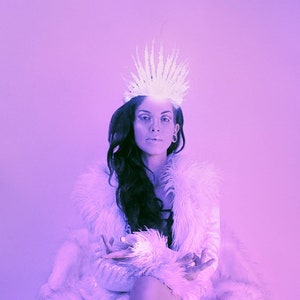 LED Ice Queen Crown light up costume festival accesories rave Halloween outfit snow queen snow fairy winter wonderland