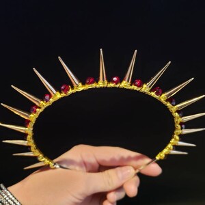 Spikes and Lava stones crackled glass beads Volcanic beaded Headband Festival outfit punk hair accessories healing properties beads