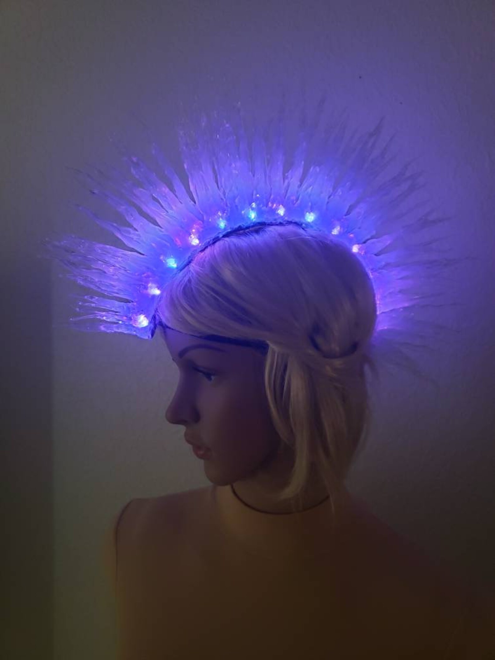 RECHARGEABLE LED MOHAWK Led Headpiece Rave Accesories Festival Fashion ...