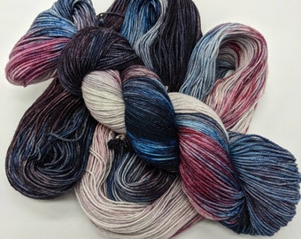 Sock wool with glitter fanny hand-dyed
