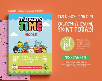 Toca boca Invitation Customizable Template Instant Download