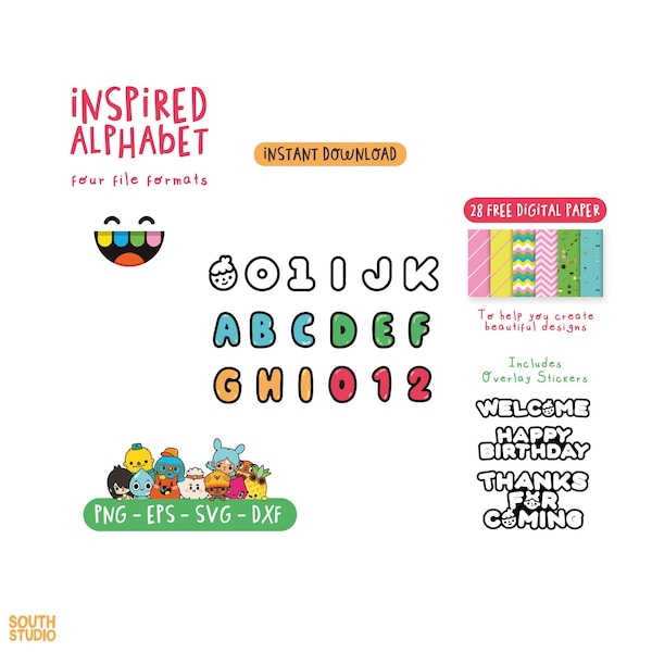 Toca Boca inspired alphabet, Toca Life inspired font TOBOPR