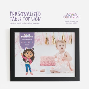 Gabby Doll table top sign. Gabby Doll photo decor. Gabby Doll birthday prop. GADOPR