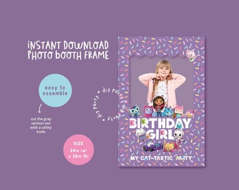 Gabby Dollhouse Theme Kids Photo Frame Prop Frame Printable, Photo Booth Prop. GADOPR