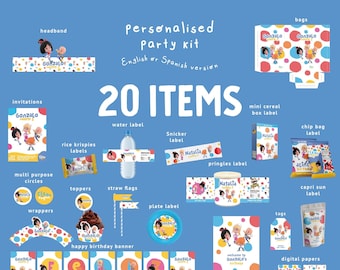 Cleo and cuquin party decoration. Printable cleo and cuquin. Cleo cuquin party kit. Familia telerin. CLCUPR