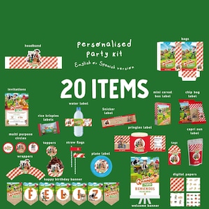 La Granja De Zenon - Decoración de fiesta de granja, platos, suministros  para decoración de fondo de 1 2 años, pancarta de cumpleaños