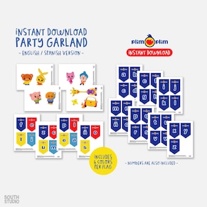 Plim Plim bunting flag instant download. Plim Plim clown garland. Plim Plim Party direct download. PLPLPR