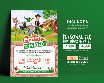 Zenon Farm Birthday Invitation, La Granja Party (Digital File)