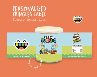 Toca Boca Pringles label 1.3 oz. Toca Life party treat label. Toca World Party wrapper. TOBOPR