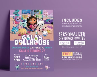 Gabby Doll invitation. Gabby Doll invitation. Gabby Doll Party invitation. GADOPR
