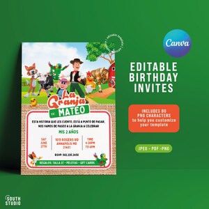 Invitación editable de la Granja Zenón. Invitación de descarga instantánea de la Granja Zenón. GRZEPR